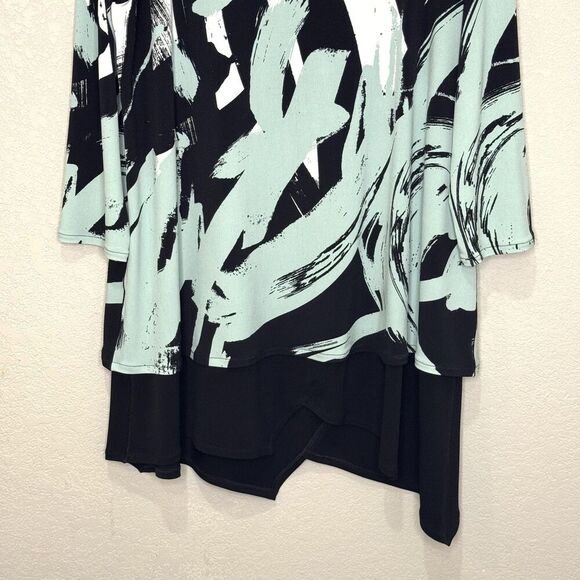 Eva Varro Tunic Top Womens Large Abstract Print Layered Hem 3/4 Sleeve Pullover - Picture 5 of 8